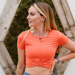 Zyia active coral go to crop activewear top XL